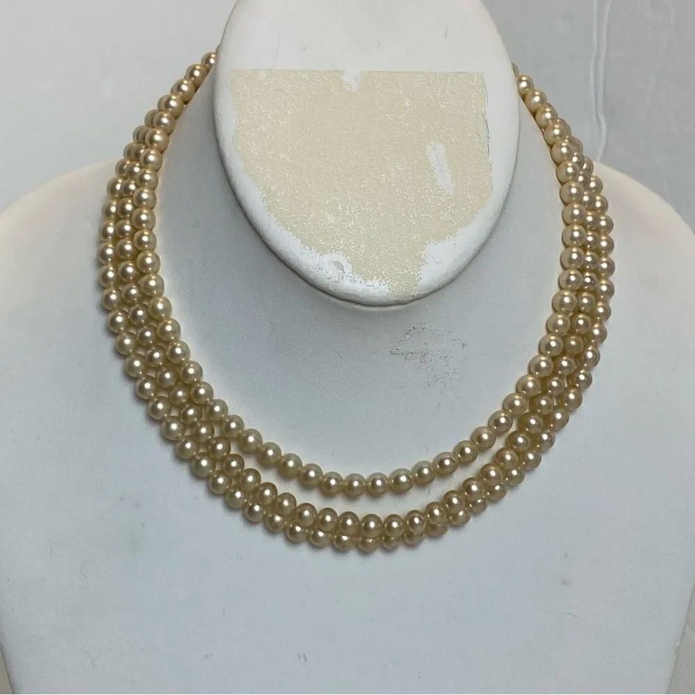 Sarah Coventry Vintage 3 Strand Faux Pearl Necklace